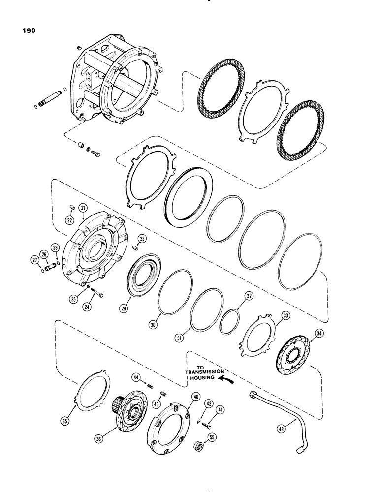 Схема запчастей Case IH 1270 - (190) - (C1) AND (C4) CLUTCHES, USED PRIOR TO TRANSMISSION SERIAL NUMBER 10057473 (06) - POWER TRAIN