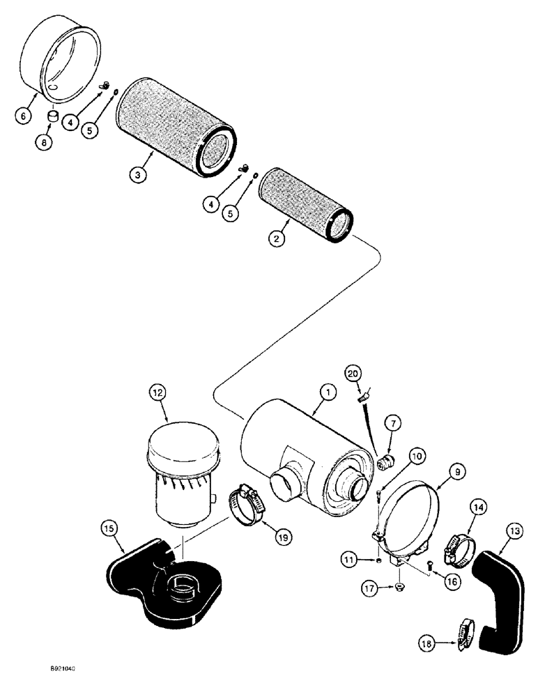 Схема запчастей Case IH 1660 - (2-19A) - AIR CLEANER, MODELS WITH CROSS FLOW CLEANING SYSTEM (01) - ENGINE