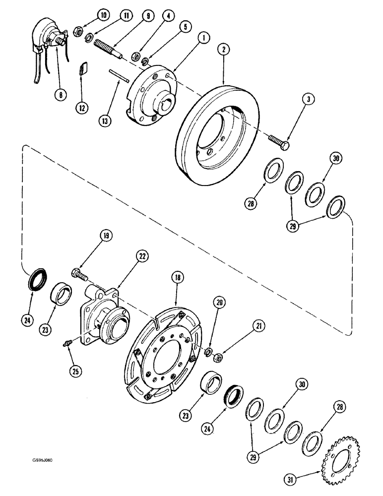 Схема запчастей Case IH 1682 - (9-066) - ELECTRIC CLUTCH, FEEDER AND UNLOADER DRIVE (09) - CHASSIS ATTACHMENTS