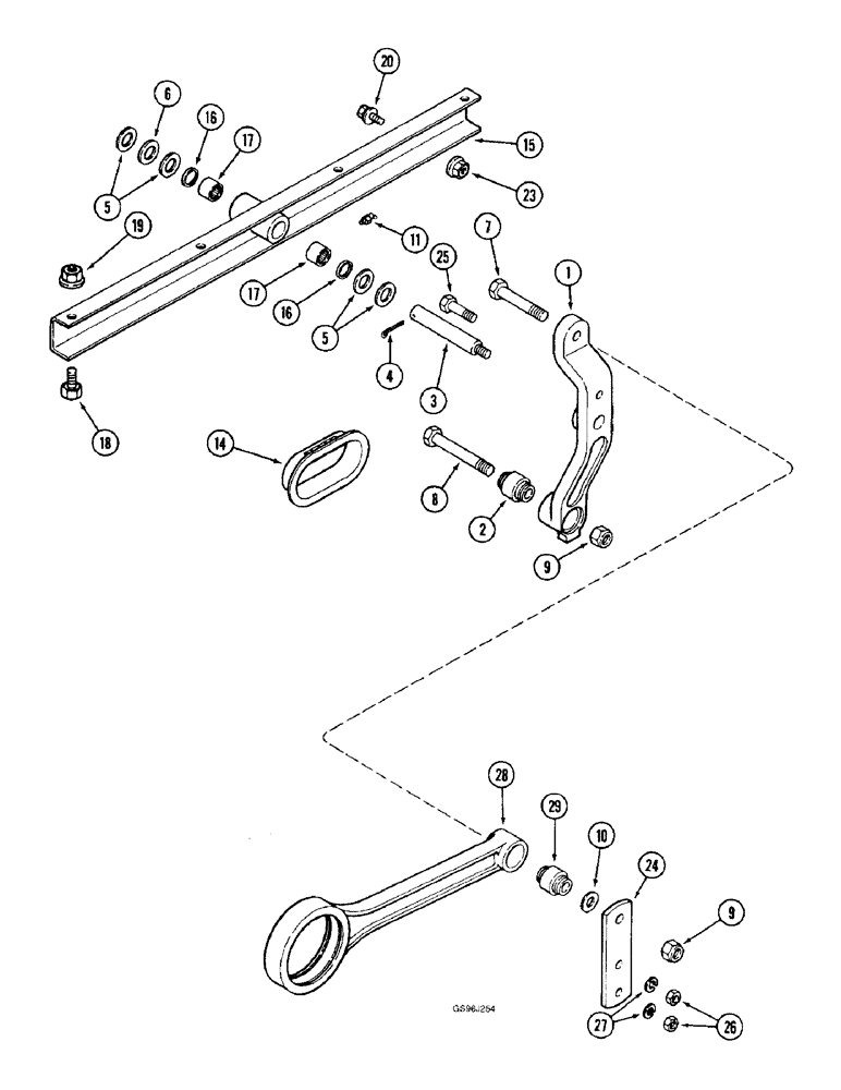 Схема запчастей Case IH 1660 - (9B-42) - CHAFFER DRIVE HANGER LEVER AND SUPPORT (14) - ROTOR, CONCANVES & SIEVE