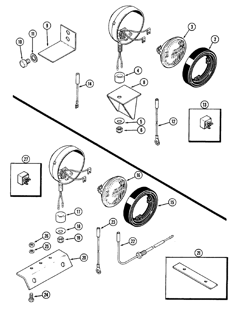 Схема запчастей Case IH 2090 - (4-152) - FLOOD LAMP ATTACHMENTS, UPPER FRONT OR REAR (04) - ELECTRICAL SYSTEMS