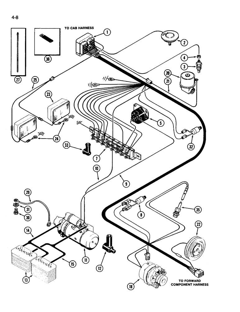 Схема запчастей Case IH 3394 - (4-08) - ENGINE HARNESS, PRIOR TO P.I.N. 9944363 (04) - ELECTRICAL SYSTEMS