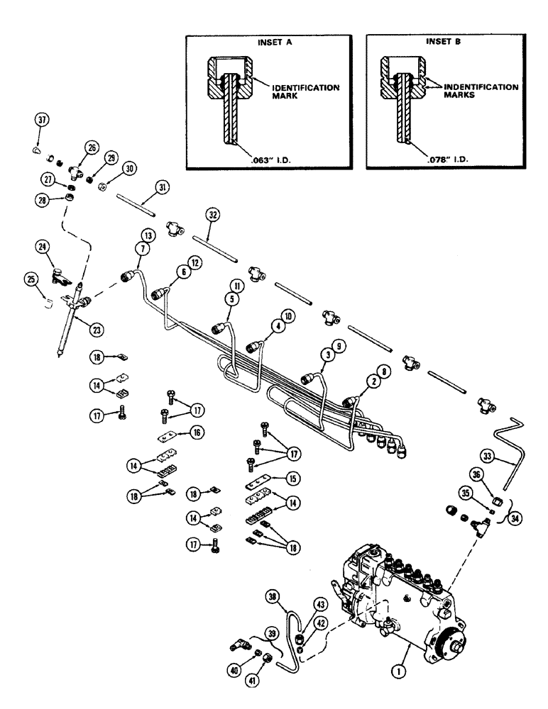 Схема запчастей Case IH 2470 - (046) - FUEL INJECTION SYSTEM, 504BDT DIESEL ENGINE, PUMP AND LINES (03) - FUEL SYSTEM