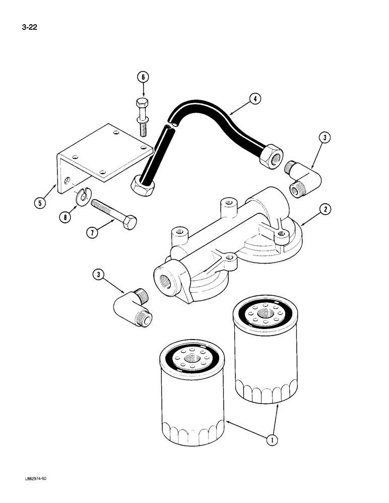 Схема запчастей Case IH 9180 - (3-22) - FUEL FILTER 855 ENGINE (03) - FUEL SYSTEM