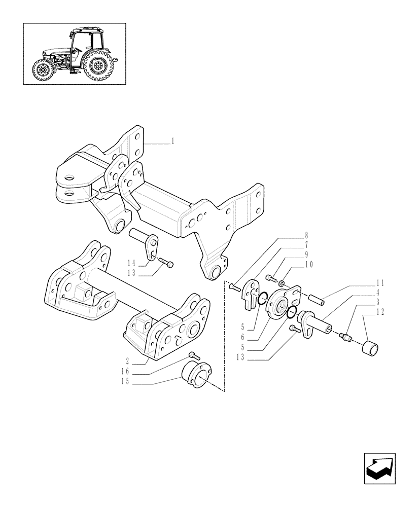 Схема запчастей Case IH JX1070C - (1.81.9/01[01]) - (VAR.839) FRONT PTO LIFT FOR EDC (07) - HYDRAULIC SYSTEM