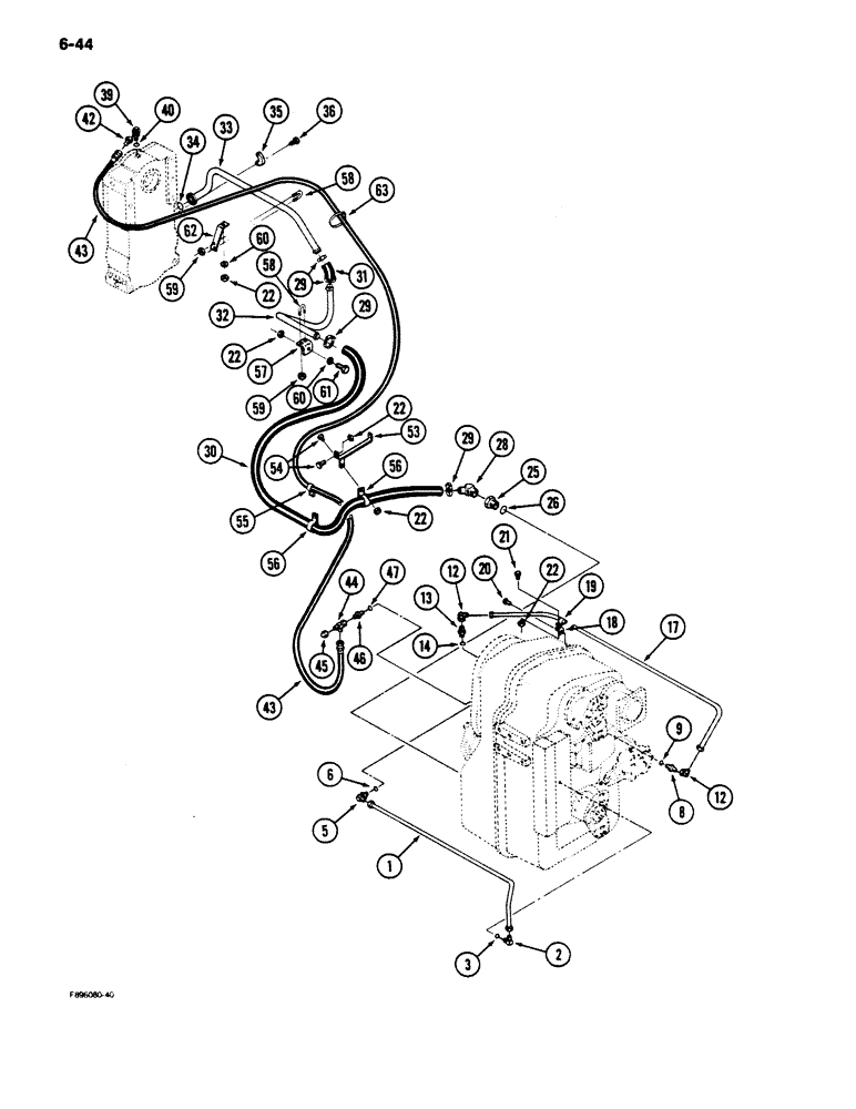 Схема запчастей Case IH 9170 - (6-44) - TRANSMISSION LUBRICATION, TRANSMISSION TO PTO TRANSFER CASE, IF EQUIPPED (06) - POWER TRAIN