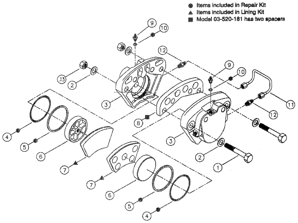 Схема запчастей Case IH SPX3310 - (06-009) - BRAKE CALIPER ASSEMBLY Hydraulic Plumbing