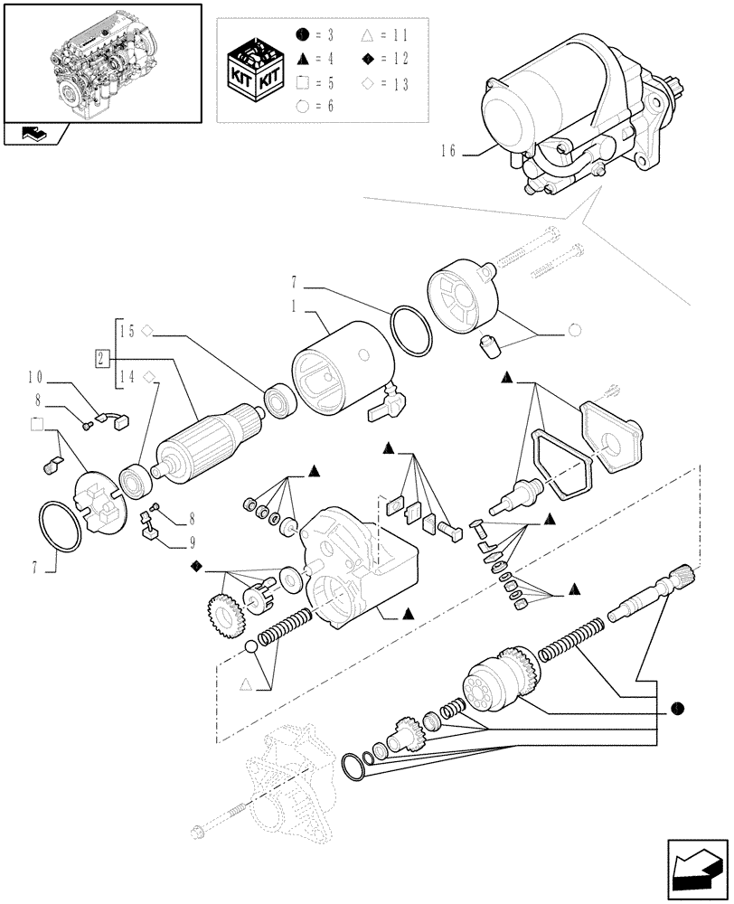 Схема запчастей Case IH F3CE0684F E001 - (55.201.0101) - STARTER MOTOR - COMPONENTS (99486046) (06) - ELECTRICAL SYSTEMS