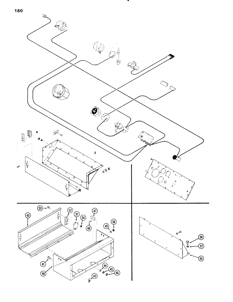 Схема запчастей Case IH 451BDT - (180) - INSTRUMENTS, COMPARTMENT & PANEL, SAFETY GAUGES, REAR PANEL OR FUEL TANK, G OR H, J OR K, L (04) - ELECTRICAL SYSTEMS