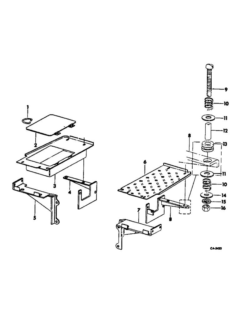 Схема запчастей Case IH 574 - (13-04) - SUPERSTRUCTURE, PLATFORM, MOUNTING STEP AND TOOL BOX, DIESEL ENGINE TRACTORS (05) - SUPERSTRUCTURE