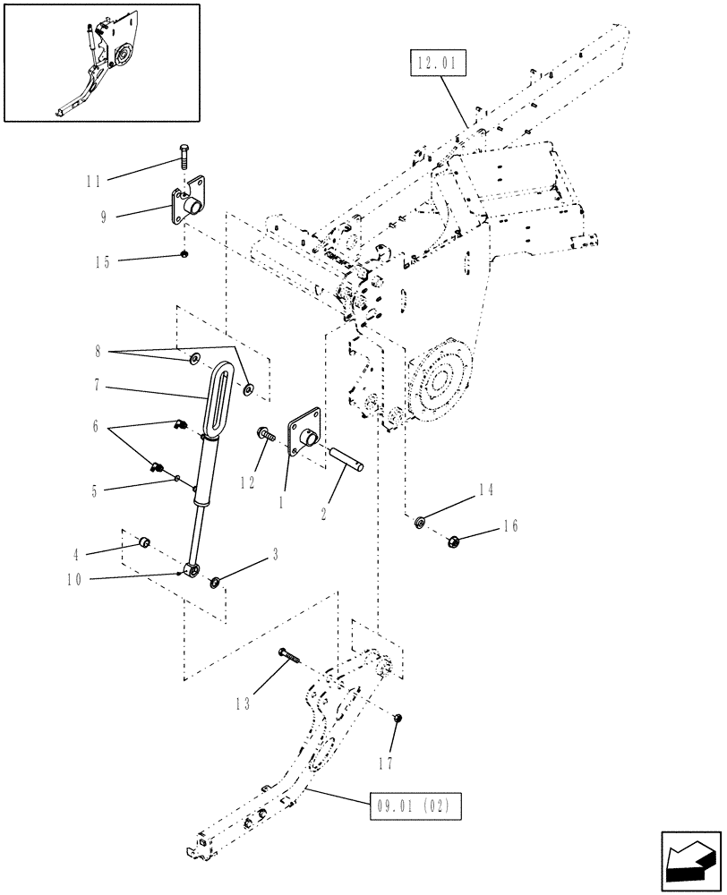 Схема запчастей Case IH WDX1202 - (09.01[04]) - CUT HEIGHT, DRAPER LINKAGE (09) - IMPLEMENT LIFT