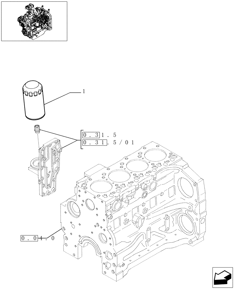 Схема запчастей Case IH JX1095C - (0.30.2) - OIL FILTER ENGINE (01) - ENGINE