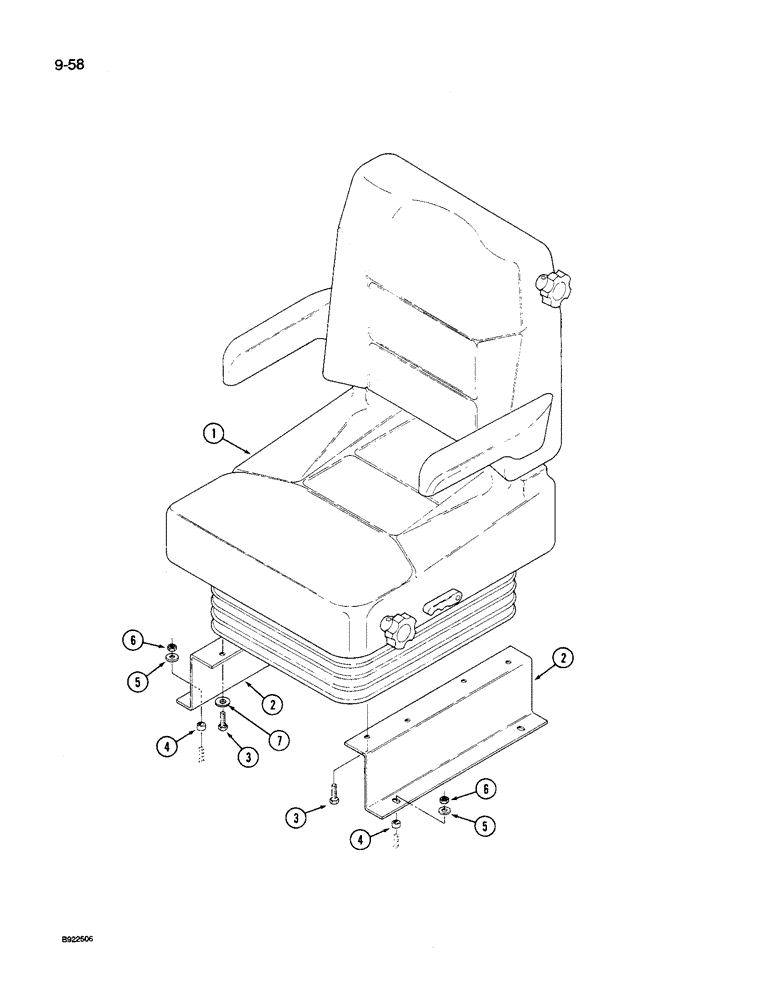 Схема запчастей Case IH 9260 - (9-058) - SEAT MOUNTING, AIR RIDE AND MECHANICAL SUSPENSION (09) - CHASSIS/ATTACHMENTS