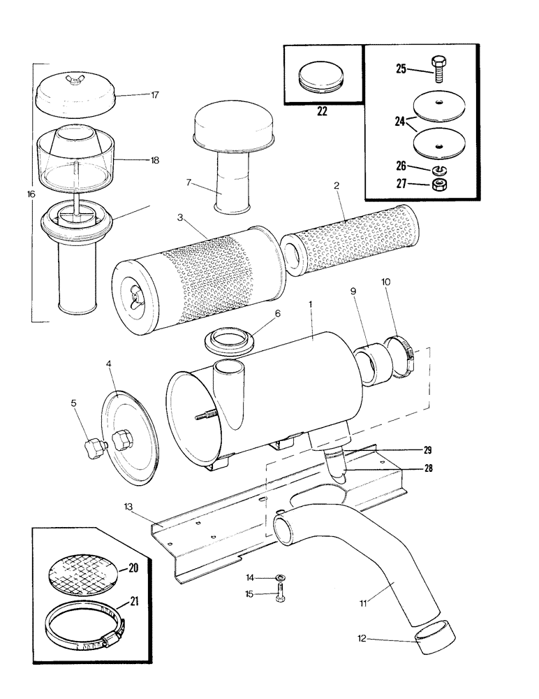 Схема запчастей Case IH 1390 - (B-02) - AIR CLEANER, TUBES AND SUPPORTS (02) - COOLING & FUEL SYSTEMS