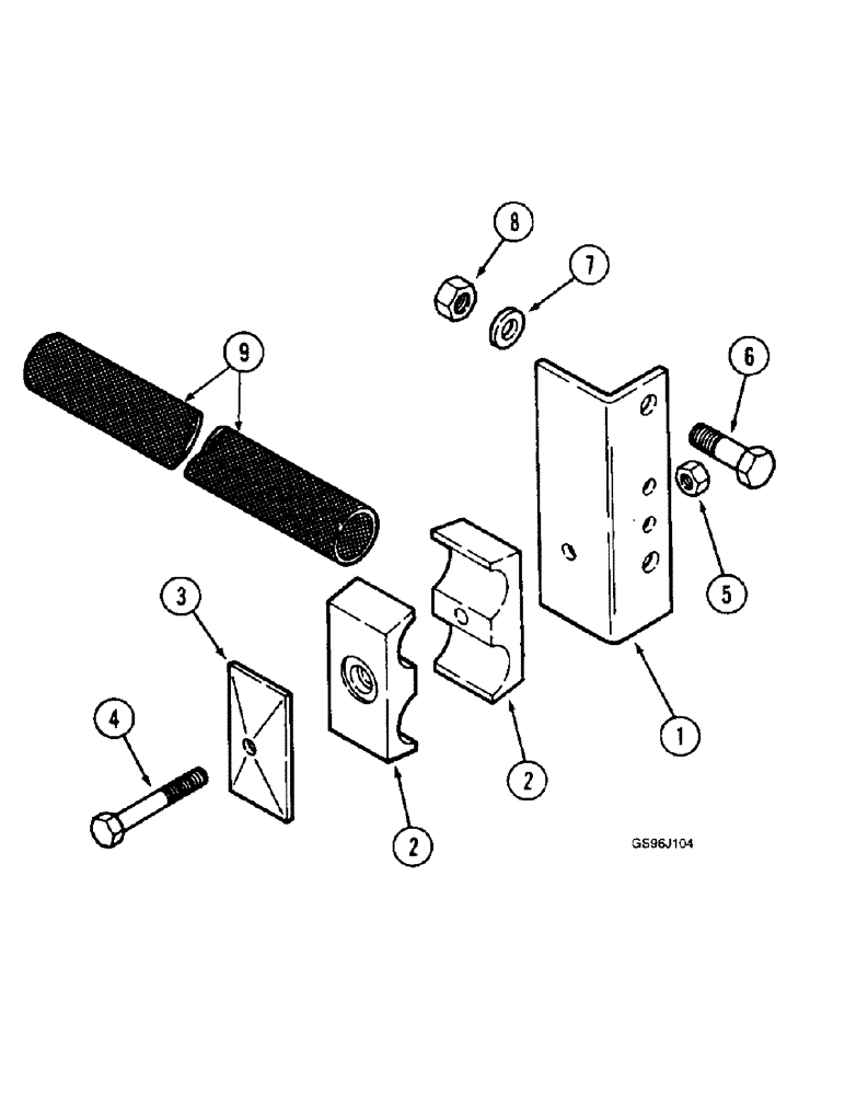 Схема запчастей Case IH 1660 - (5-64) - STEERING HOSE MOUNTING KIT, POWER GUIDE AXLE, PRIOR TO P.I.N JJC0036301 (04) - STEERING