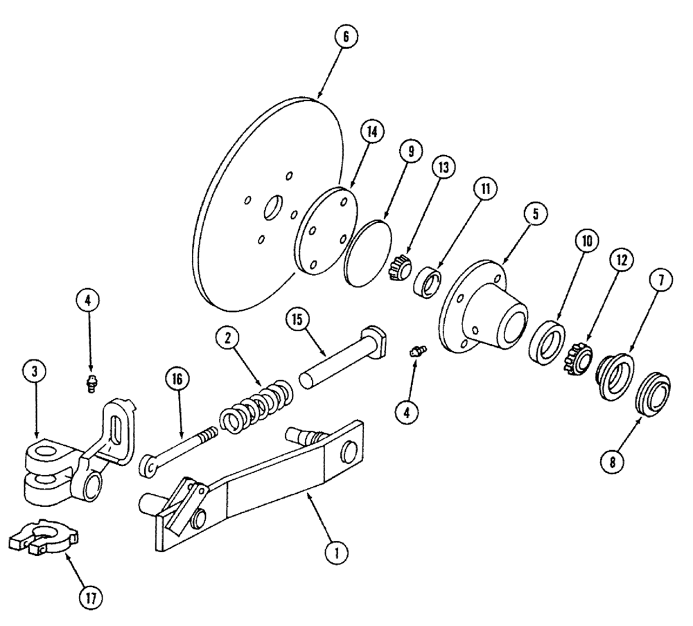 Схема запчастей Case IH 700 - (9-17) - ROLLING COLTER, CUSHION SPRING SIDE ARM (09) - CHASSIS/ATTACHMENTS