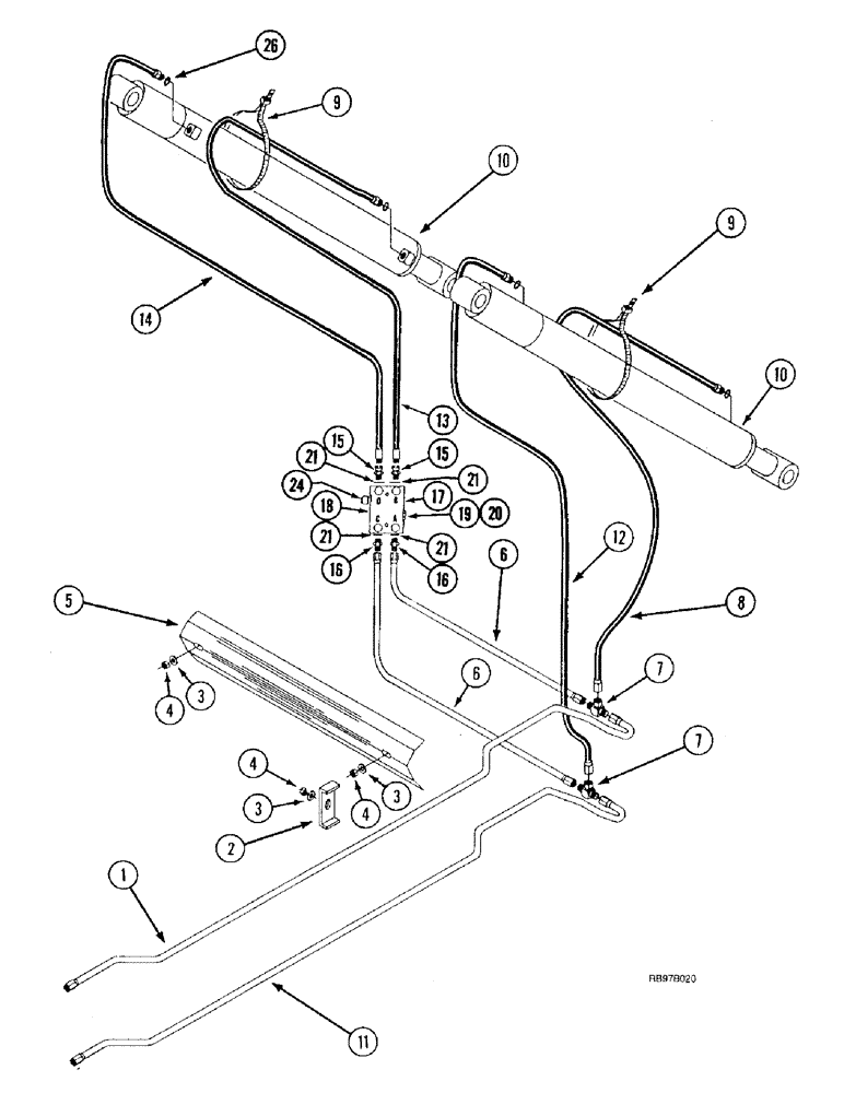 Схема запчастей Case IH L300 - (8-08) - HYDRAULICS, BUCKET, WITH SELF LEVELING (08) - HYDRAULICS