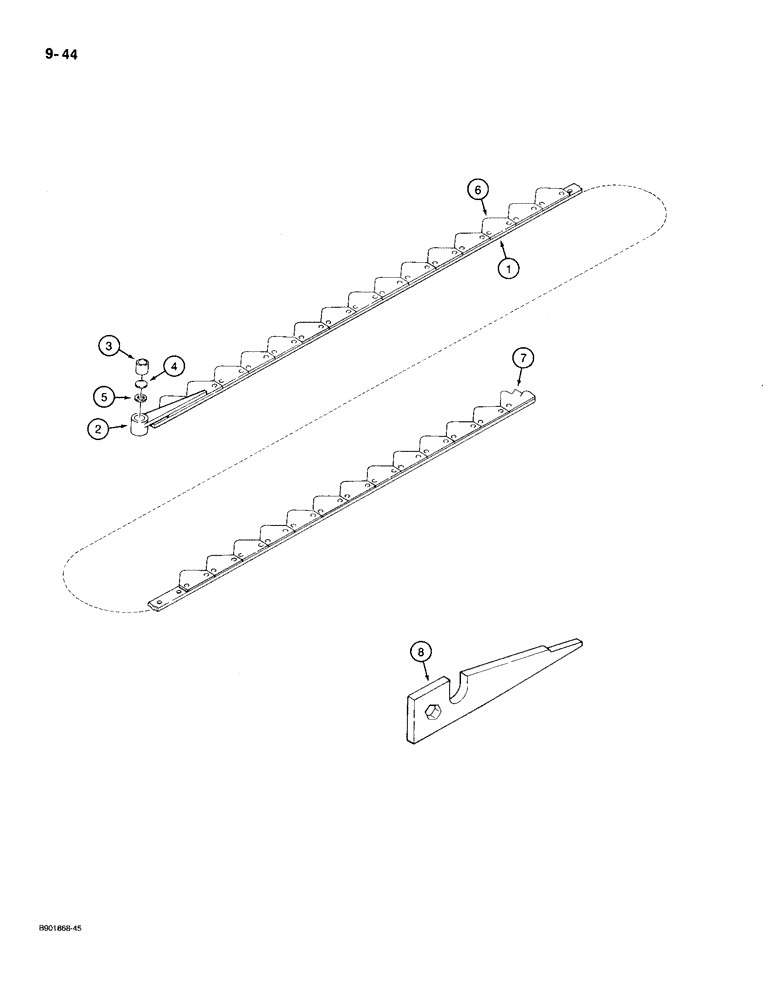 Схема запчастей Case IH 1300 - (9-44) - NINE FOOT KNIVES AND SECTIONS, KNIVES WITH REGULAR UNDERSERRATED SECTIONS (09) - CHASSIS/ATTACHMENTS