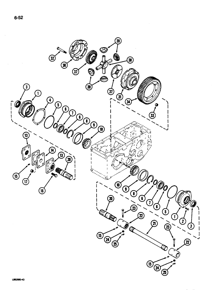 Схема запчастей Case IH 1822 - (6-52) - TRANS. DIFFER., 1822 CTTN PICKR PIN JJC0012001 AND AFT AND 1844 CTTN PICKR PIN JJC0002000 AND AFT (03) - POWER TRAIN