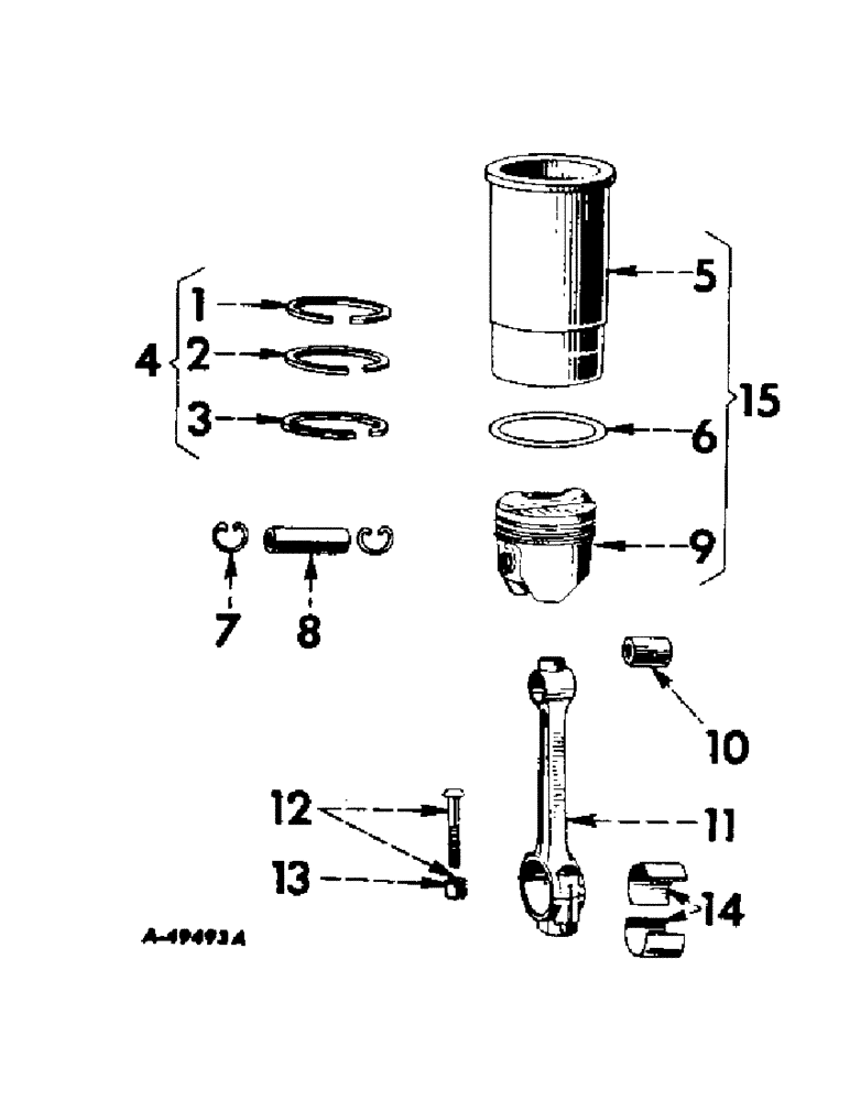 Схема запчастей Case IH 330 - (016) - CARBURETED ENGINE, CONNECTING RODS, PISTONS AND CYLINDER SLEEVES (01) - ENGINE