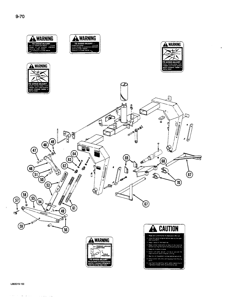 Схема запчастей Case IH 1490 - (9-070) - CARRIER FRAME, 1490 AND 1590 MOWER CONDITIONER (03) - CHASSIS/MOUNTED EQUIPMENT