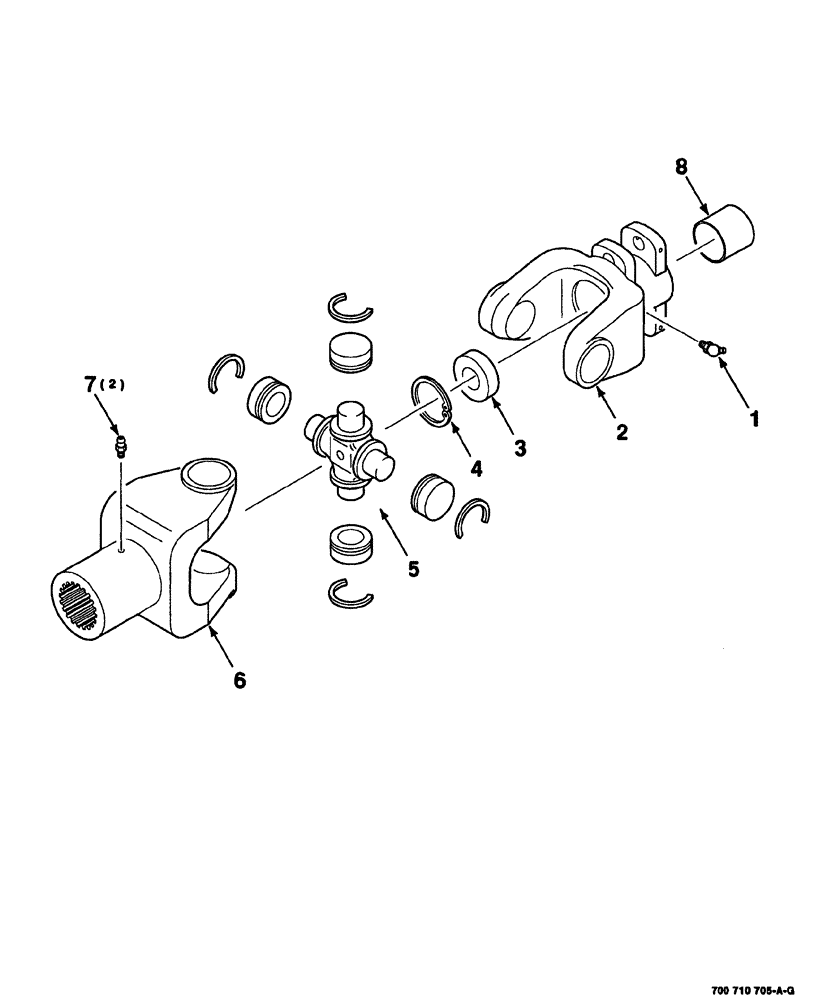 Схема запчастей Case IH 8575 - (02-014) - FLYWHEEL CLUTCH U-JOINT ASSEMBLY,700710705 U-JOINT ASSEMBLY-COMPLETE S.N. CFH0113001 THRU CFH0117742 Driveline