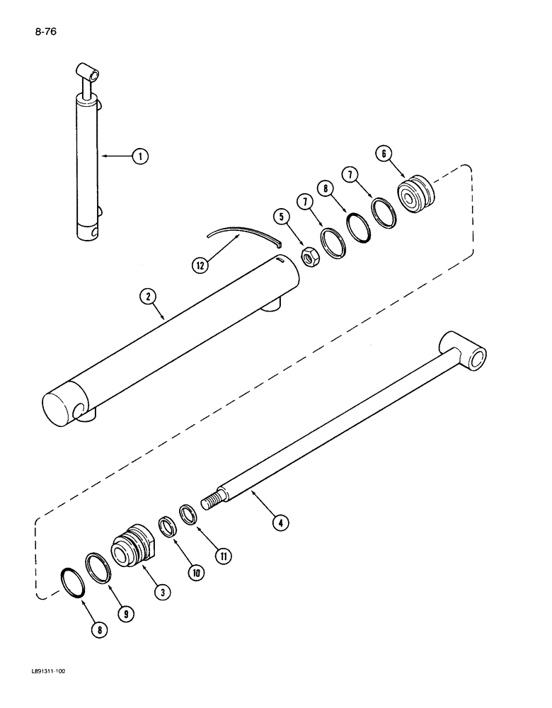 Схема запчастей Case IH 1844 - (8-76) - BASKET DOOR CYLINDER (07) - HYDRAULICS