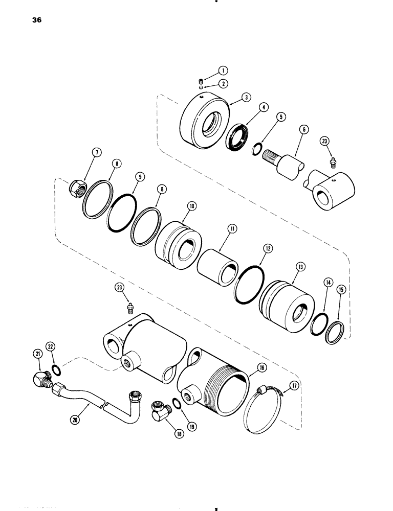 Схема запчастей Case IH 70 - (36) - T53146 CYLINDER (35) - HYDRAULIC SYSTEMS