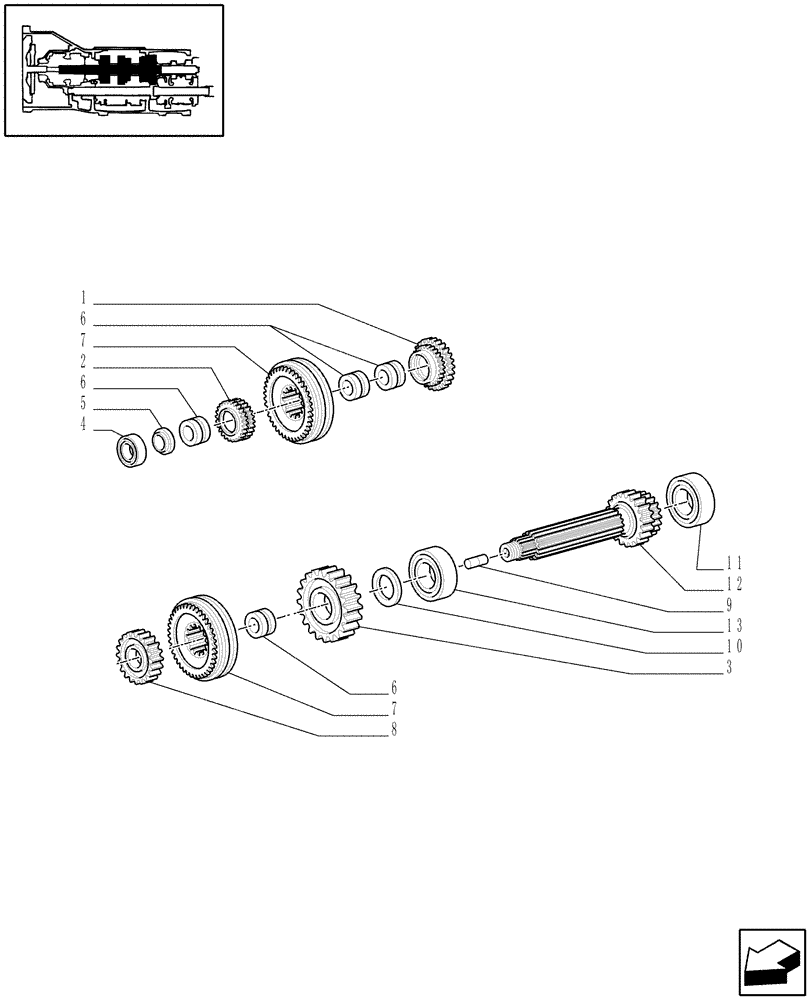 Схема запчастей Case IH JX95 - (1.28.1/04[04]) - (VAR.382) 20 X 12 COMBINATA ( SYNCHRO SHUTTLE + CREEPER) - SHAFTS AND GEARS (03) - TRANSMISSION