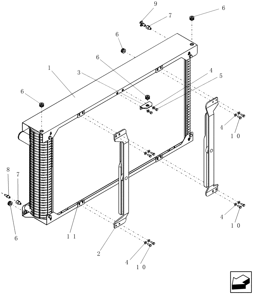 Схема запчастей Case IH 9010 - (10.406.07[01]) - RADIATOR & DUAL WIPER BLADE ASSEMBLY - PRIOR TO PIN HAJ202001 - 8010 (10) - ENGINE