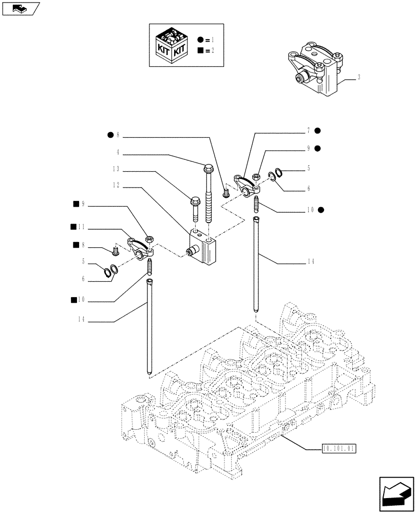 Схема запчастей Case IH F4CE9484L J602 - (10.106.02) - ROCKER SHAFT (2852867) (10) - ENGINE