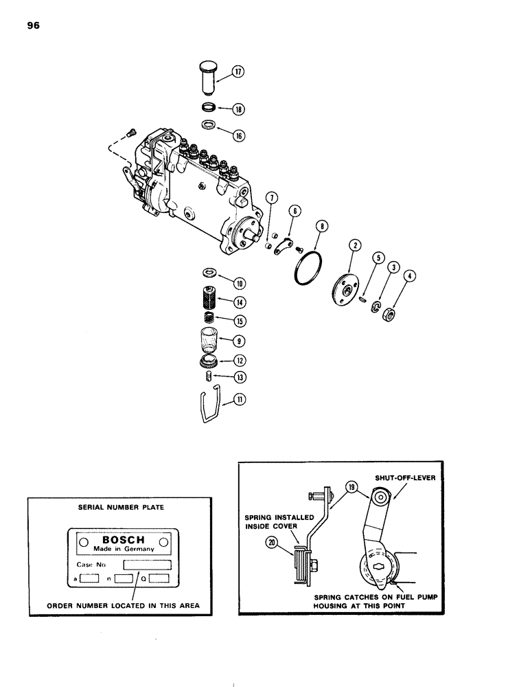 Схема запчастей Case IH 504DT - (096) - FUEL INJECTION PUMP, 504DT TURBOCHARGED ENGINES, B, E, H (10) - ENGINE