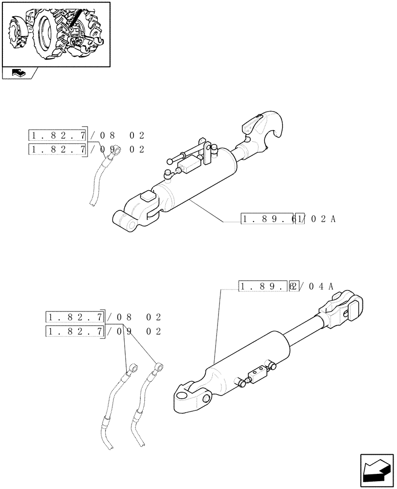 Схема запчастей Case IH PUMA 180 - (1.89.6/04) - (VAR.484) RIGHT LIFT ROD AND TOP LINK HYDRAULIC ADJUSTAMENT W/ELECTRONIC CONTROL (09) - IMPLEMENT LIFT