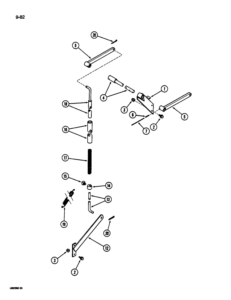 Схема запчастей Case IH 1822 - (9-082) - OUTER PLANT LIFTER LINKAGE, AUTOMATIC HEIGHT CONTROL (13) - PICKING SYSTEM