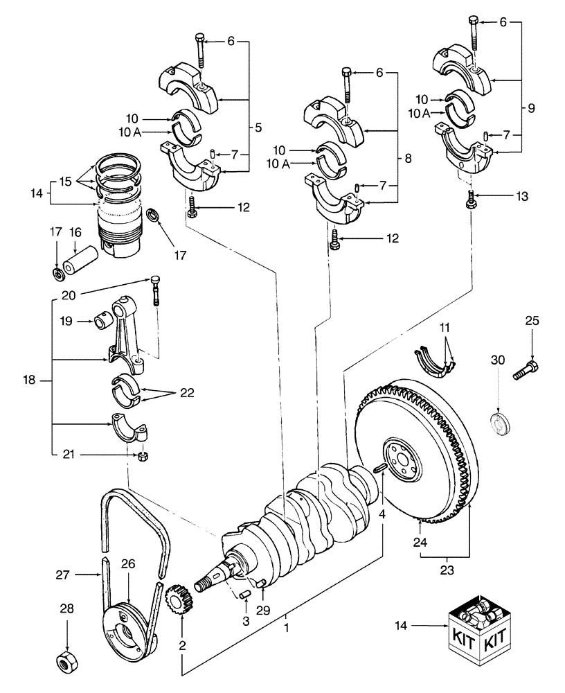 Схема запчастей Case IH DX35 - (01.04) - CRANKSHAFT & PISTONS (01) - ENGINE