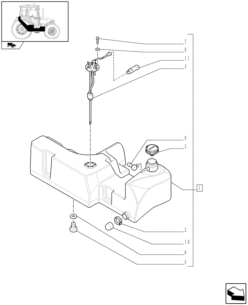 Схема запчастей Case IH FARMALL 60 - (1.14.0[01A]) - FUEL TANK - D6435 (02) - ENGINE EQUIPMENT