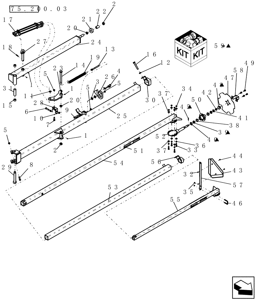 Схема запчастей Case IH 600 - (75.200.07) - ENDMARKER BOOM ASSEMBLY (75) - SOIL PREPARATION