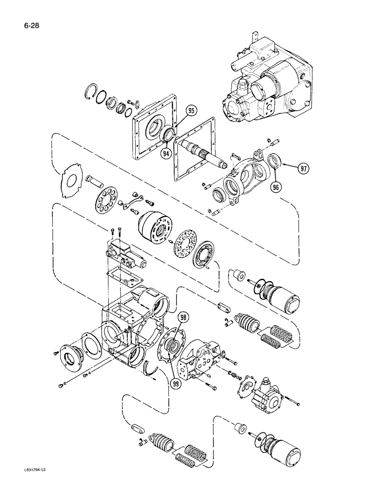 Схема запчастей Case IH 1844 - (6-28) - HYDROSTATIC PUMP, 1844 COTTON PICKER (03) - POWER TRAIN