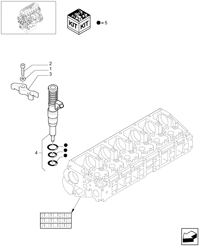 Схема запчастей Case IH 9010 - (10.218.03[03]) - INJECTOR & RELATED PARTS - 9010 (10) - ENGINE