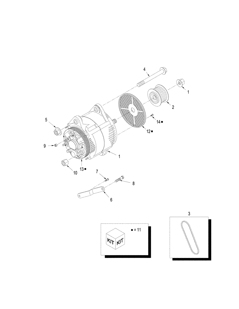 Схема запчастей Case IH STX480 - (04-08) - ALTERNATOR - MOUNTING, STX & STEIGER 480 / 530 (04) - ELECTRICAL SYSTEMS