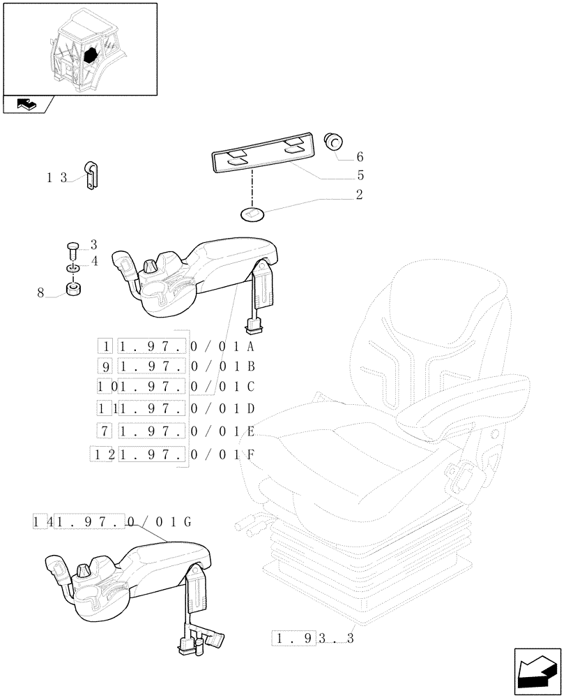 Схема запчастей Case IH PUMA 155 - (1.97.0/01) - ELECTRONIC LIFT CONTROL (VAR.331021-331022-331023) (10) - OPERATORS PLATFORM/CAB