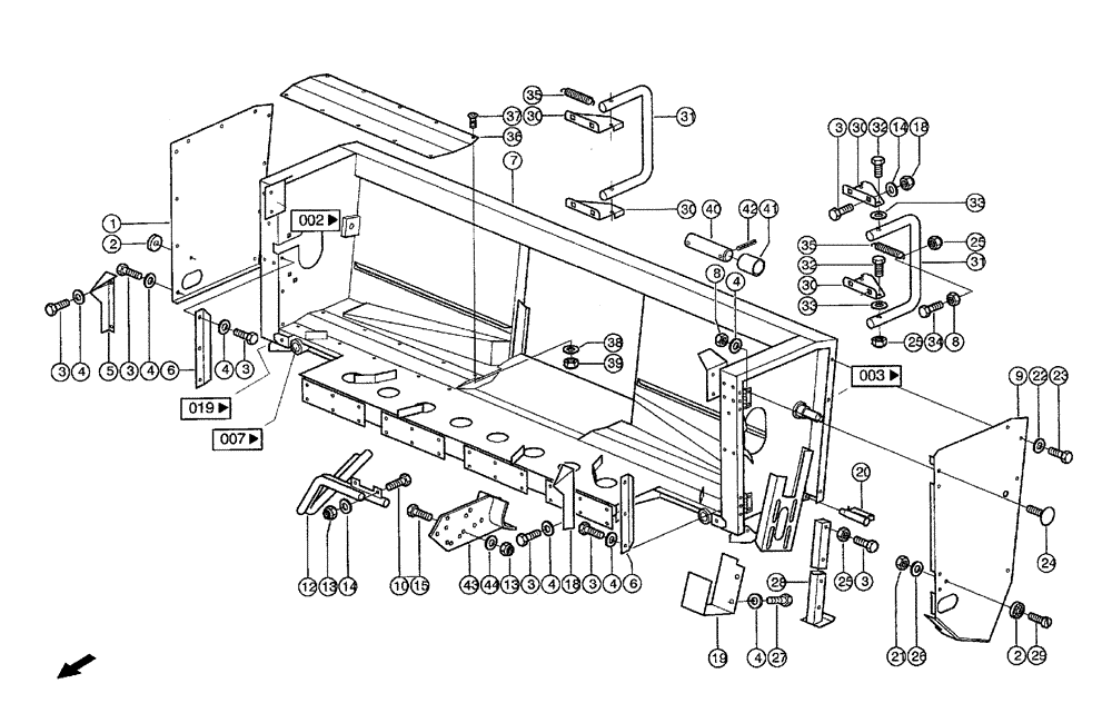 Схема запчастей Case IH 683 - (0001) - TROUGH (MG6F) (58) - ATTACHMENTS/HEADERS