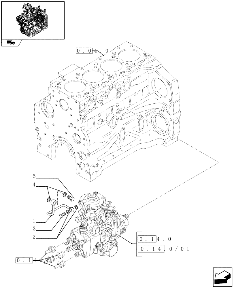 Схема запчастей Case IH FARMALL 85C - (0.14.6) - INJECTION EQUIPMENT - PIPING (01) - ENGINE