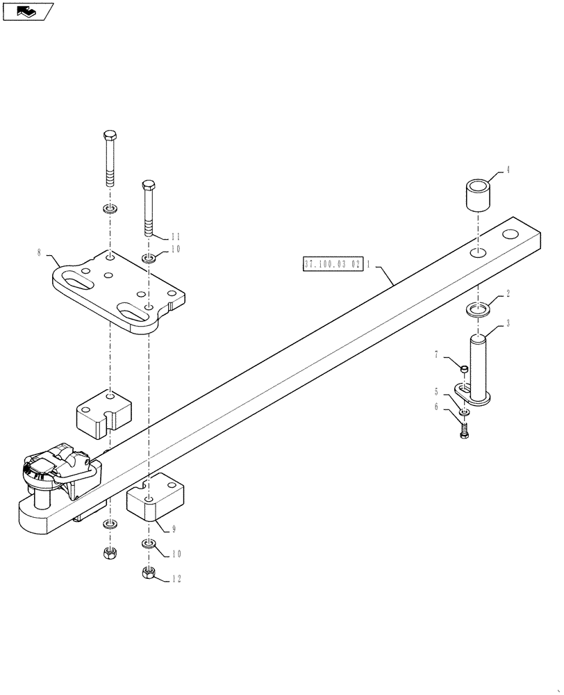 Схема запчастей Case IH STEIGER 400 - (37.100.03[01]) - DRAWBAR - STRAIGHT WITH THREE POINT HITCH (37) - HITCHES, DRAWBARS & IMPLEMENT COUPLINGS