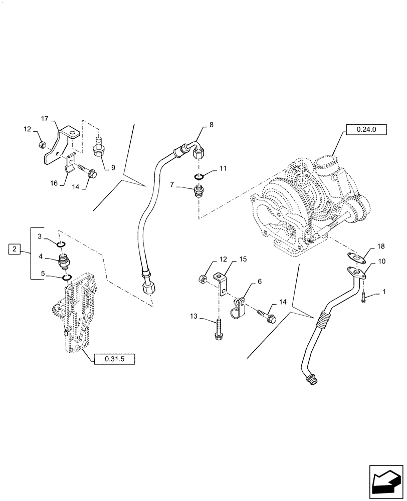 Схема запчастей Case IH P110 - (0.30.5[01]) - PIPING - ENGINE OIL (02) - ENGINE