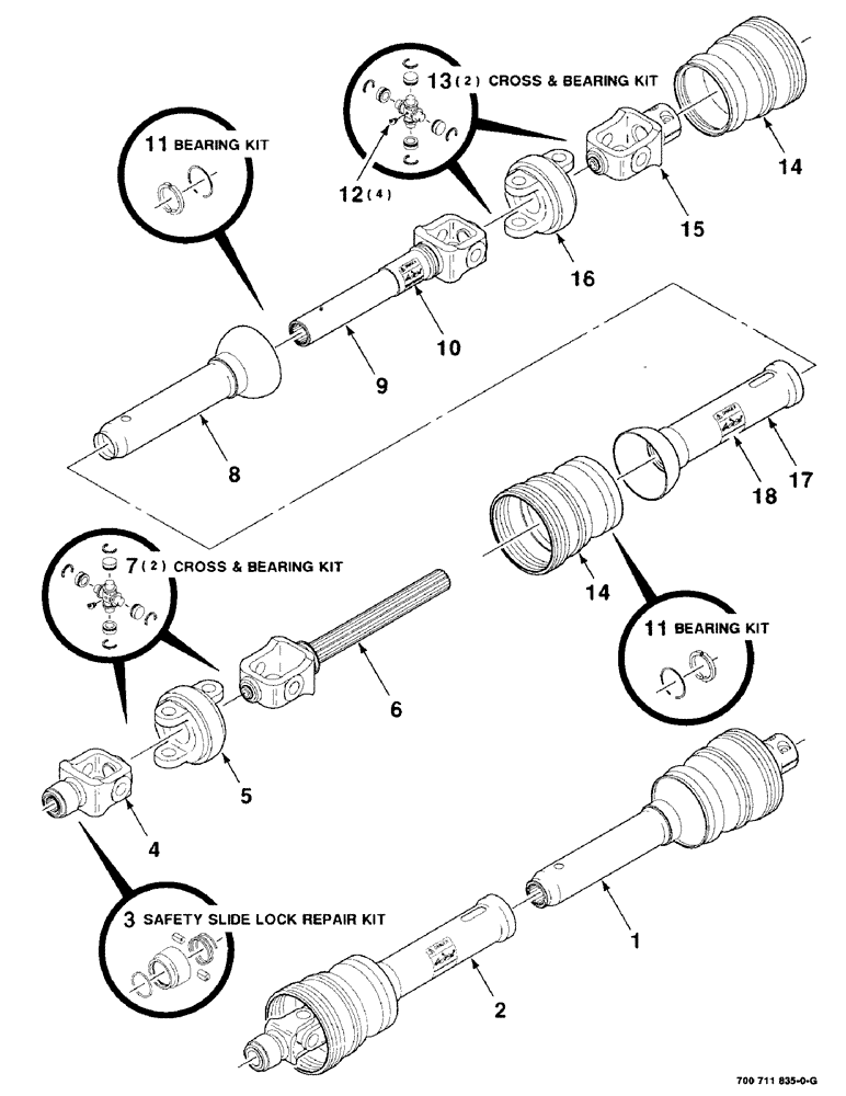 Схема запчастей Case IH 8312 - (2-06) - U-JOINT ASSEMBLY, STANDARD 1000 RPM (31) - IMPLEMENT POWER TAKE OFF