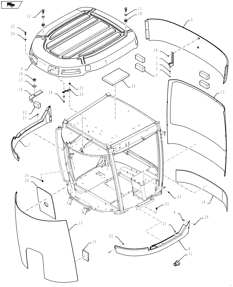 Схема запчастей Case IH STX450 - (09-17) - CAB - SKIRTS AND GLASS (09) - CHASSIS