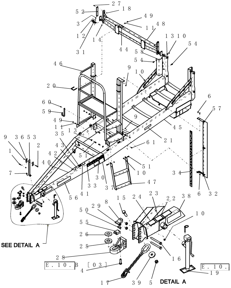 Схема запчастей Case IH SRX100 - (E.10.B[01]) - MAIN FRAME - ASSEMBLY, CART E - Body and Structure