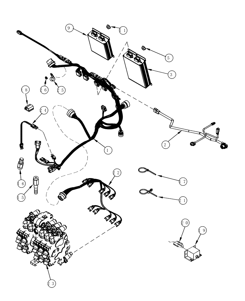 Схема запчастей Case IH MX200 - (04-06) - HARNESS AUXILIARY HYDRAULICS AND PTO (04) - ELECTRICAL SYSTEMS