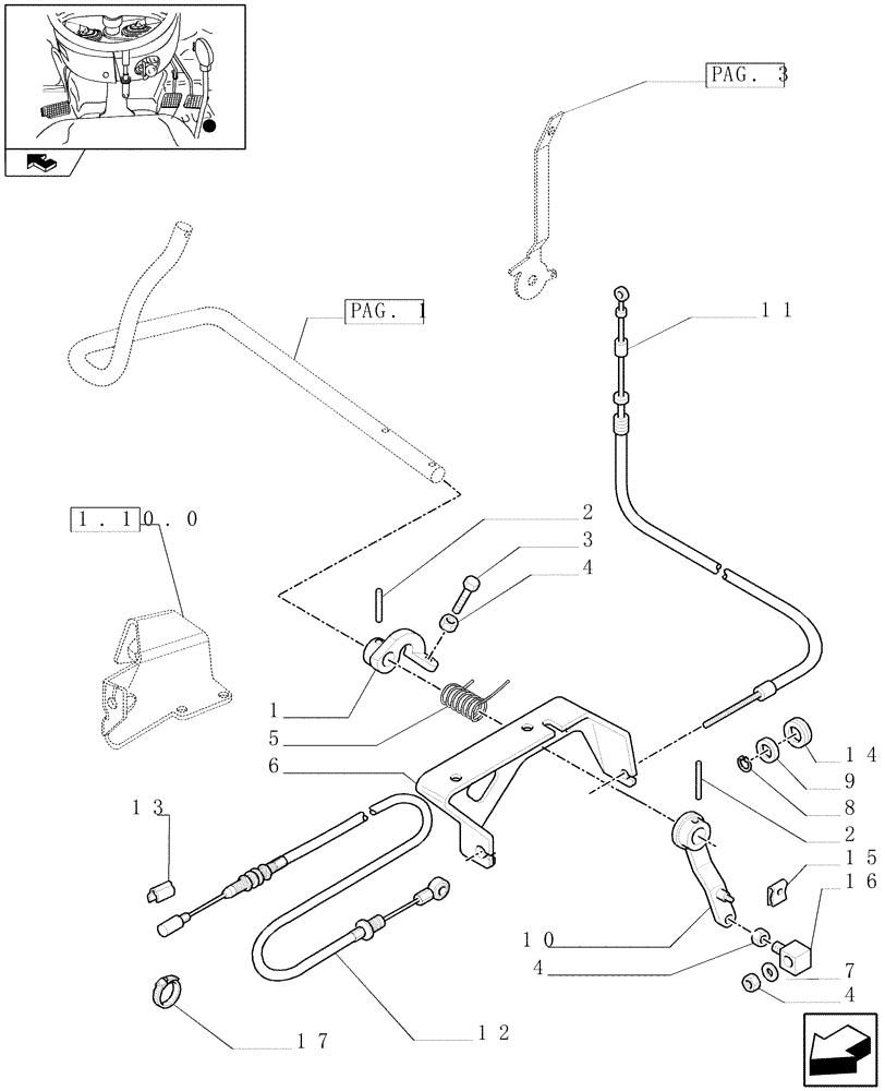 Схема запчастей Case IH FARMALL 75C - (1.92.10/01[02]) - THROTTLE CONTROL LINKAGE - L/CAB (10) - OPERATORS PLATFORM/CAB